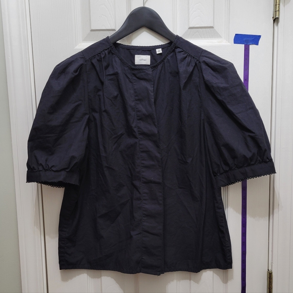 Wilfred Black Round-Neck Blouse with Stitch Detail